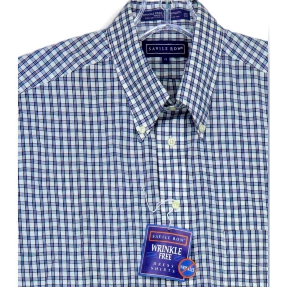 Savile Row wrinkle free broadcloth dress shirt NWT size 17